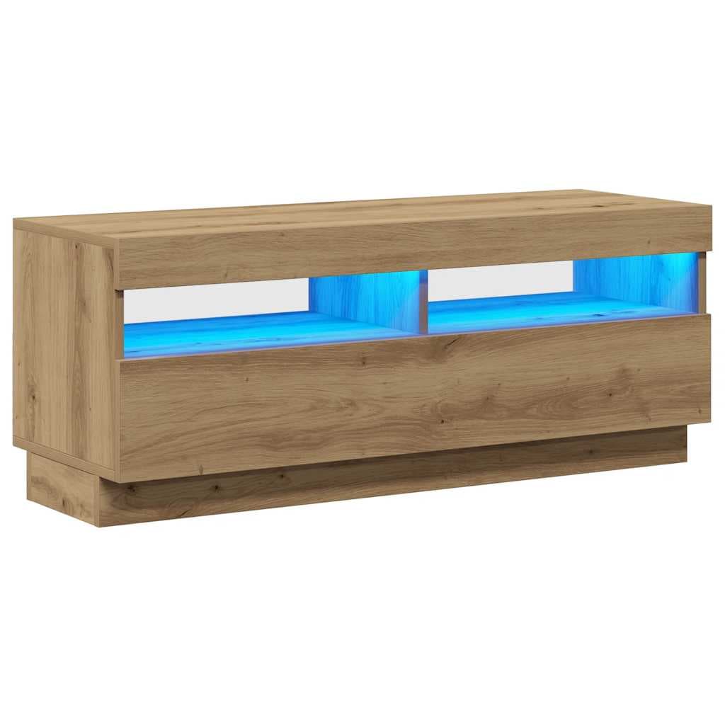 vidaXL Móvel de TV com Luzes led Derivados Madeira Carvalho Artisiano - 3396408738