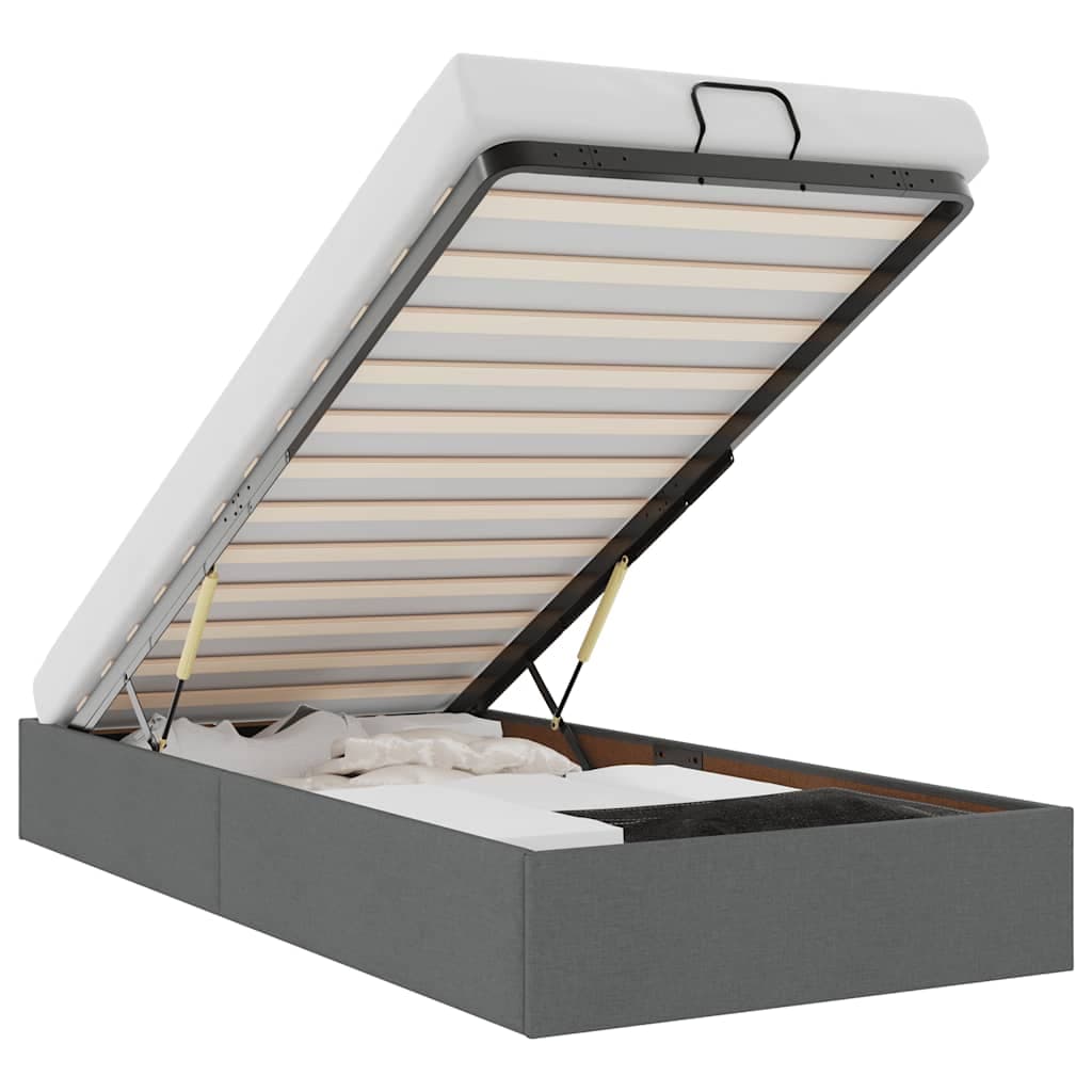 vidaXL Estrutura de cama otomana sem colchão 90x200 cm cinzento escuro