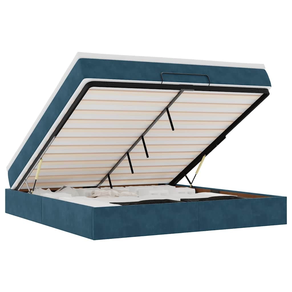 vidaXL Estrutura de cama otomana com colchão 160x200 cm azul escuro