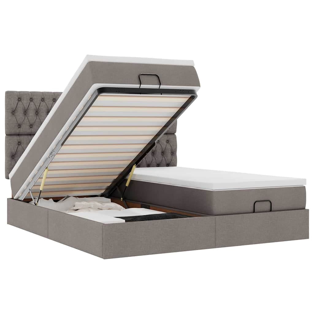 vidaXL Estrutura Cama Otomana com Colchões Tecido Cinzento 200x200cm - 3392328308