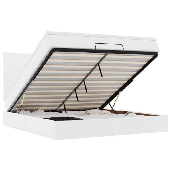 vidaXL Estrutura de Cama Otomana com Colchão Branco Couro Falso - 3580404930