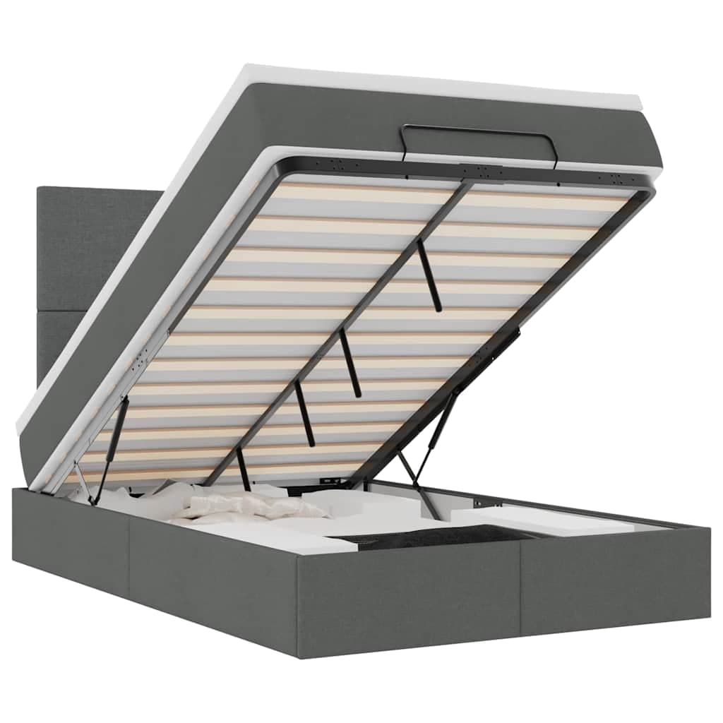 vidaXL Estrutura cama otomana colchão 120x200cm tecido cinzento escuro