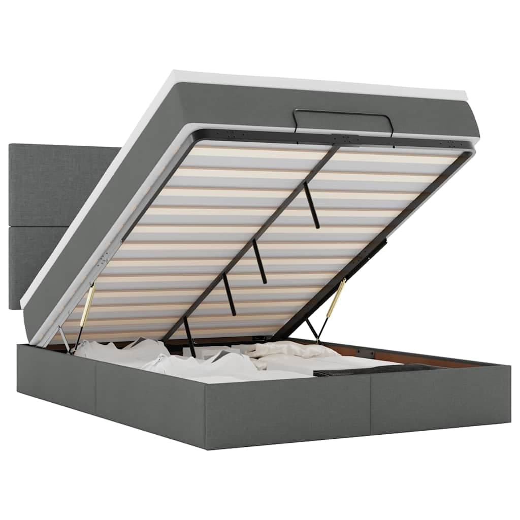vidaXL Estrutura cama otomana colchão 140x200cm tecido cinzento escuro