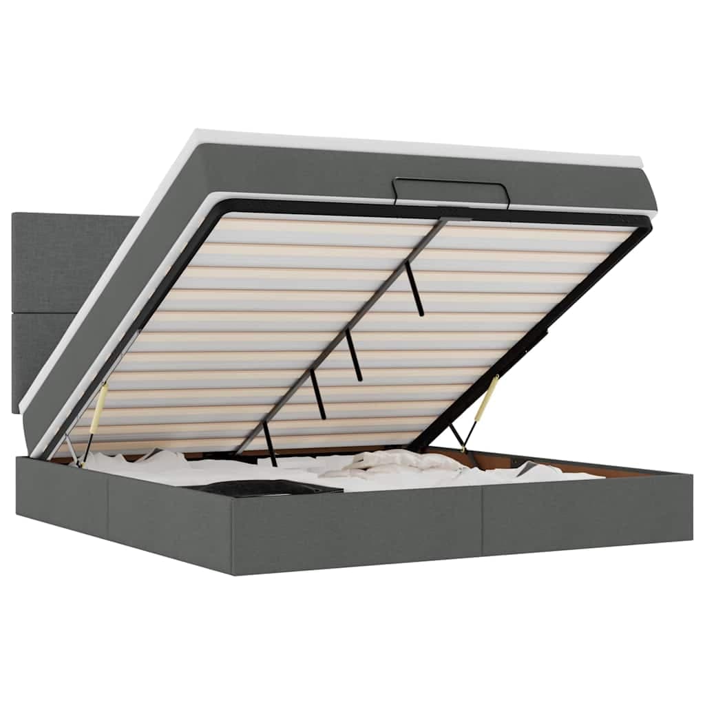 vidaXL Estrutura de cama otomana com colchão 180x200cm cinzento escuro