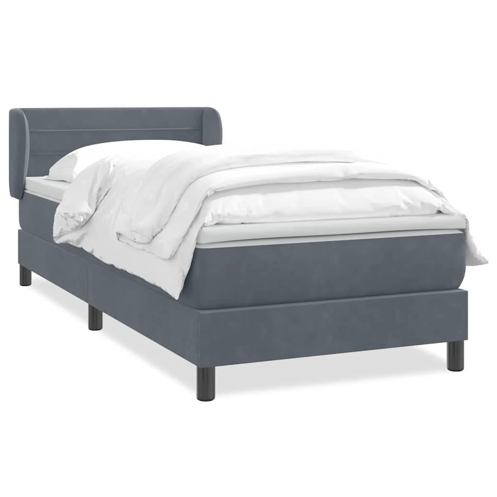vidaXL Cama com Molas/colchão Cinza-escuro 80x210 cm Veludo - 2722991263