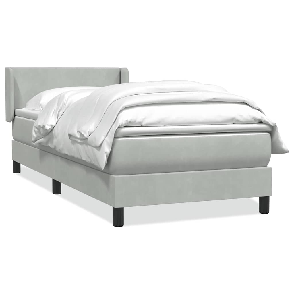 vidaXL Cama com Molas/colchão Cinzento-claro 80x220 cm Veludo - 2997615767