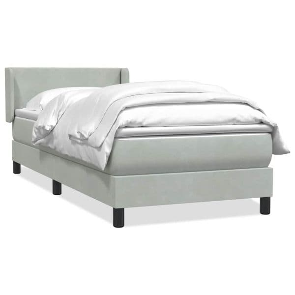 vidaXL Cama com Molas/colchão Cinzento-claro 80x220 cm Veludo - 2997615767