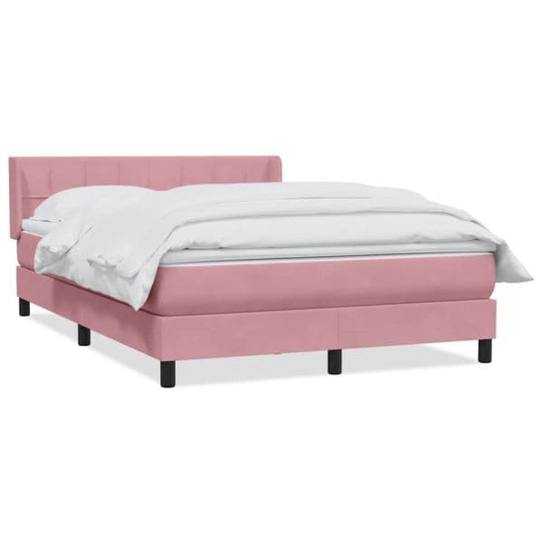 vidaXL Cama com Molas/colchão 140x210 cm Veludo Rosa - 3701283624