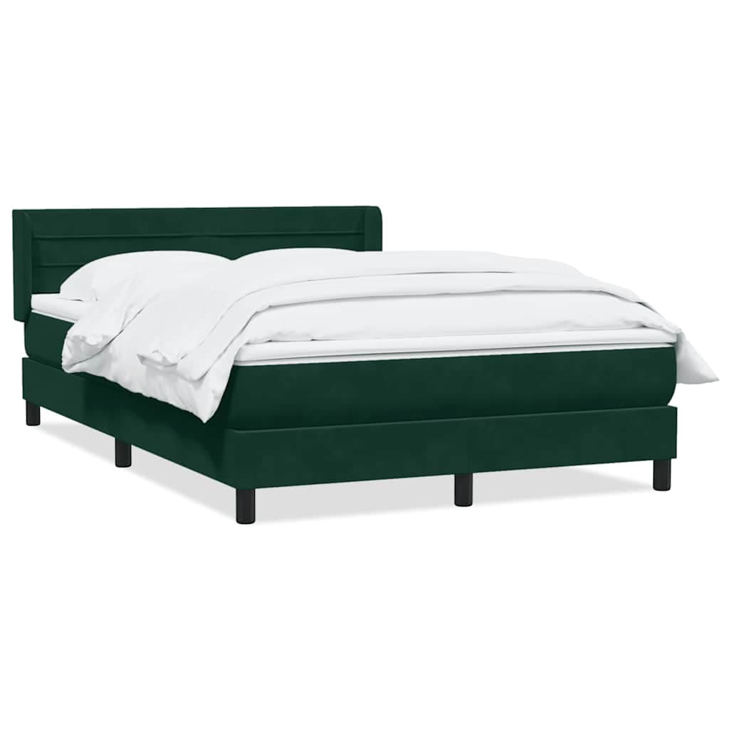 vidaXL Cama com molas/colchão 160x220 cm veludo verde-escuro
