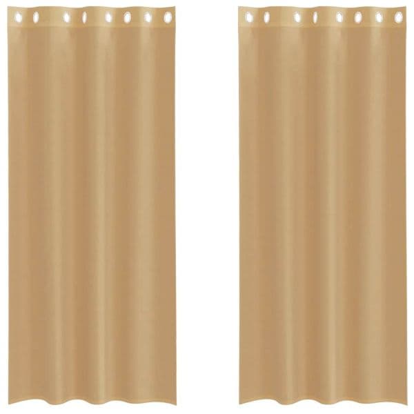 vidaXL Cortinas de Voile com Ilhós 2 Peças Areia - 3009841945