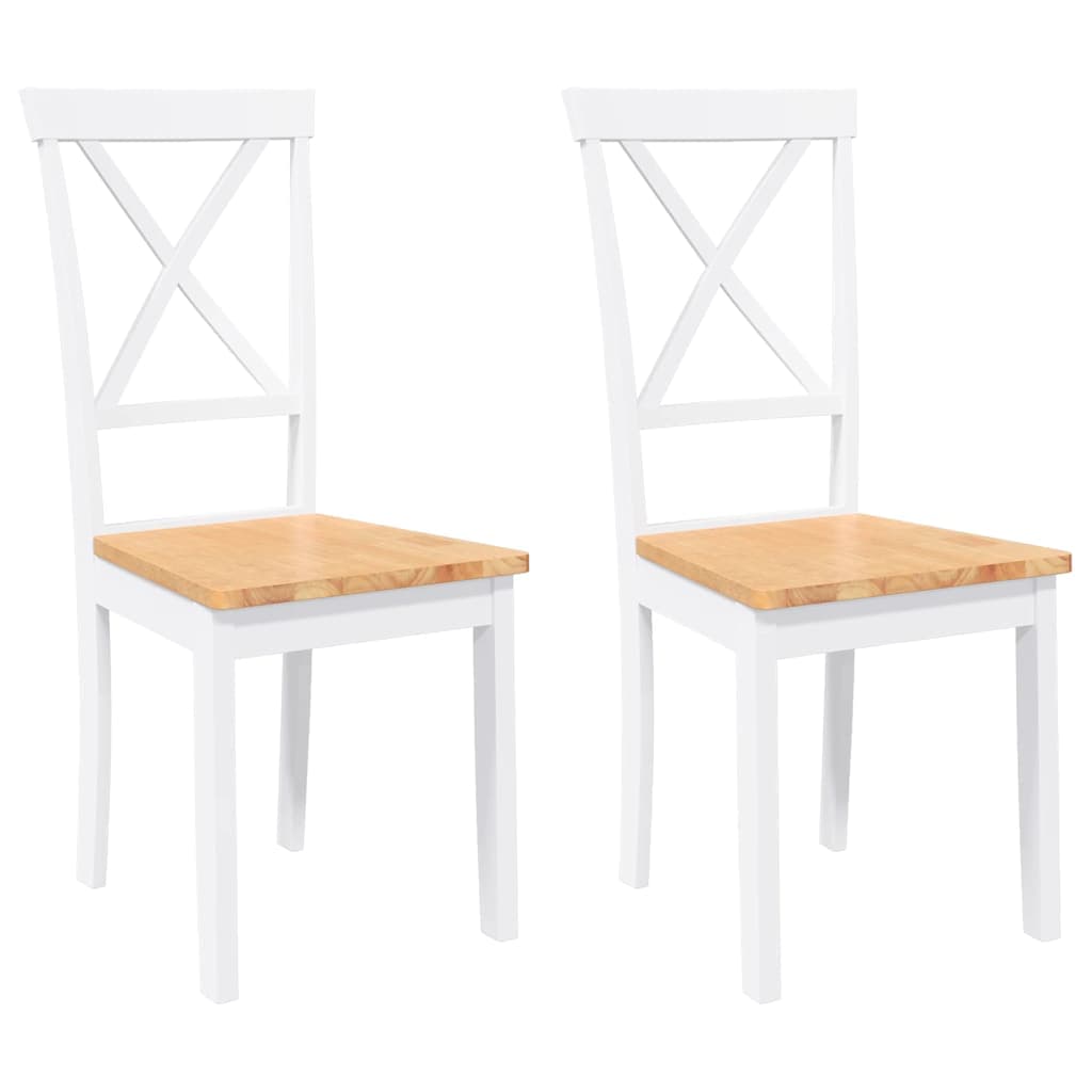 vidaXL Cadeiras de Jantar 2 Peças Madeira de Seringueira Maciça Branco - 436190931