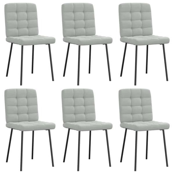 vidaXL Cadeiras de Jantar 6 Peças Veludo Cinzento-claro - 2771607855