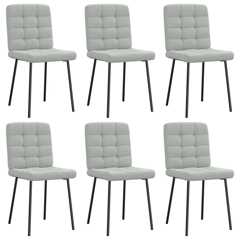 vidaXL Cadeiras de Jantar 6 Peças Veludo Cinzento-claro - 2771607855