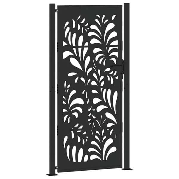 vidaXL Portão de Jardim 105x205 cm Preto Projeto de Onda de Aço - 2214954819