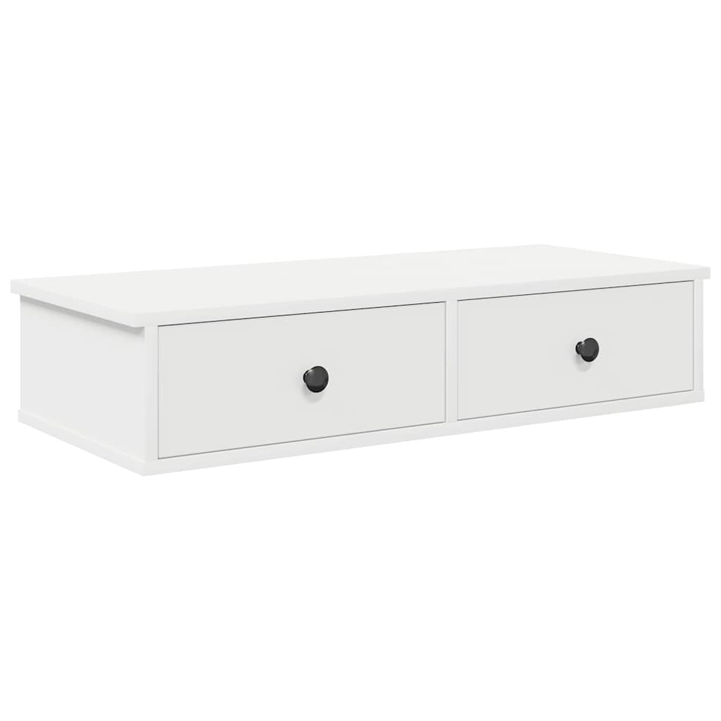 vidaXL Prateleira parede c/ gavetas 80x34x17 cm deriv. madeira branco
