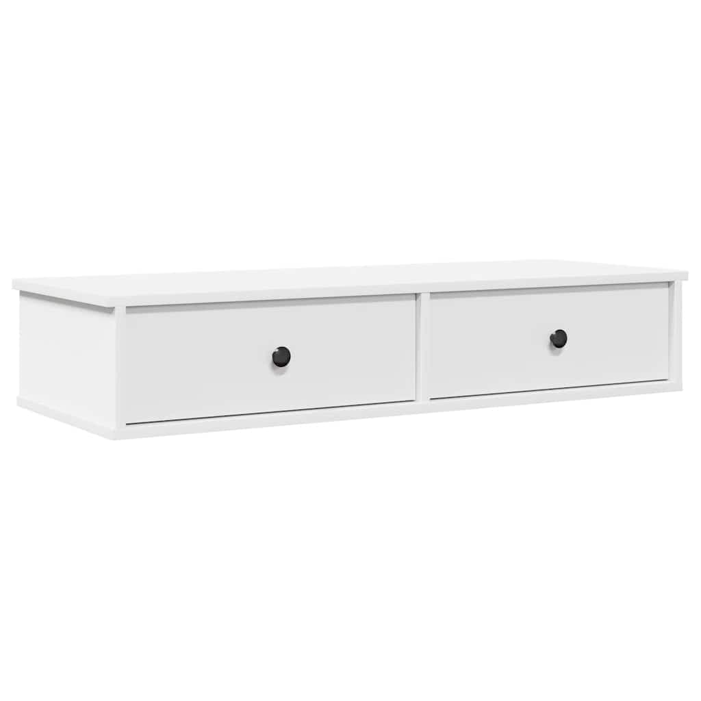 vidaXL Prateleira parede c/ gavetas 100x37,5x19cm deriv.madeira branco