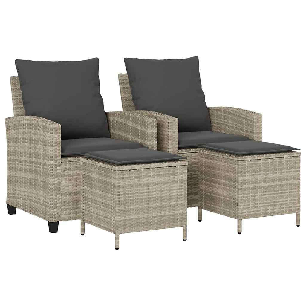 vidaXL 4 Peças Conjunto Sofás Jardim com Almofadões Vime Pe Cinzento-claro - 431729235