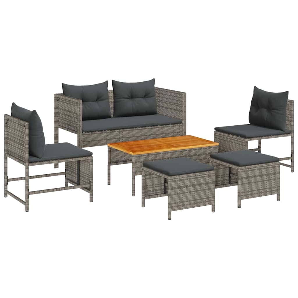 vidaXL Conjunto de Sofá de Jardim 6 pcs Cinza e Cinza Escuro vime PE