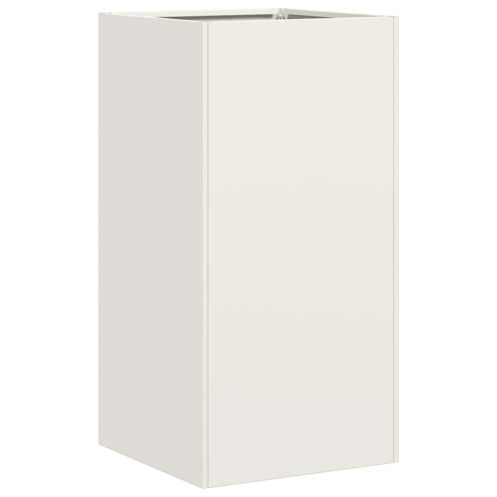 vidaXL Vaso floreira 40x40x80 cm aço laminado a frio branco