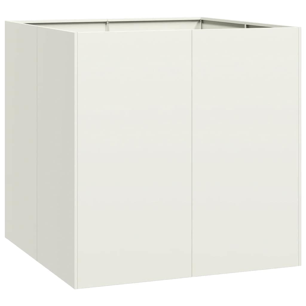vidaXL Vaso floreira 80x80x80 cm aço branco