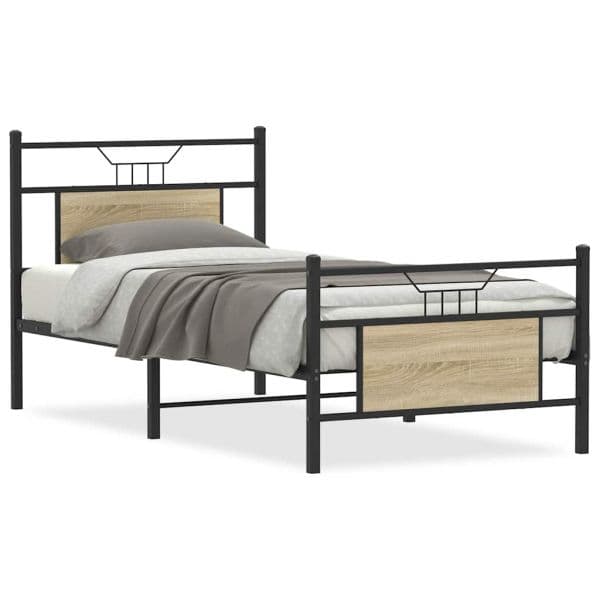 vidaXL Estrutura Cama sem Colchão Derivados de Madeira Carvalho Sonoma - 4025295983