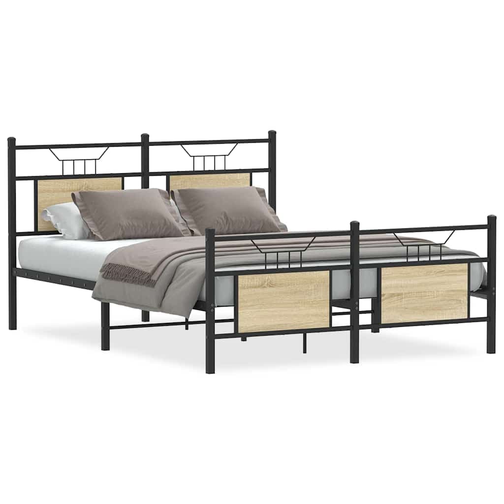vidaXL Estrutura Cama sem Colchão Derivados de Madeira Carvalho Sonoma - 255380849