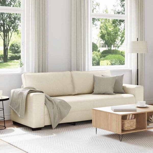 Sofá vidaXL de 3 Lugares 180 cm Linho - 3543375667