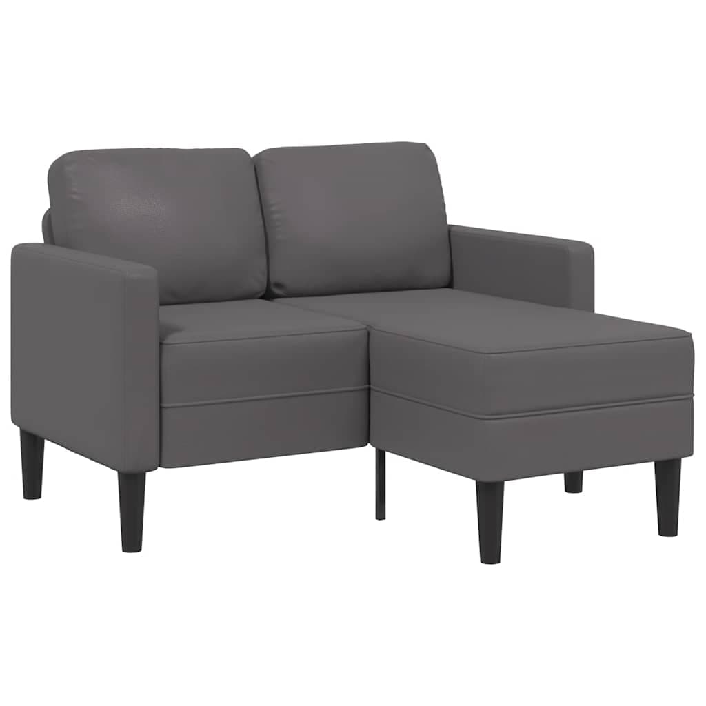 Sofá vidaXL 2 Lugares com Chaise em L 125 cm Couro Artificial Cinzento - 2029534607