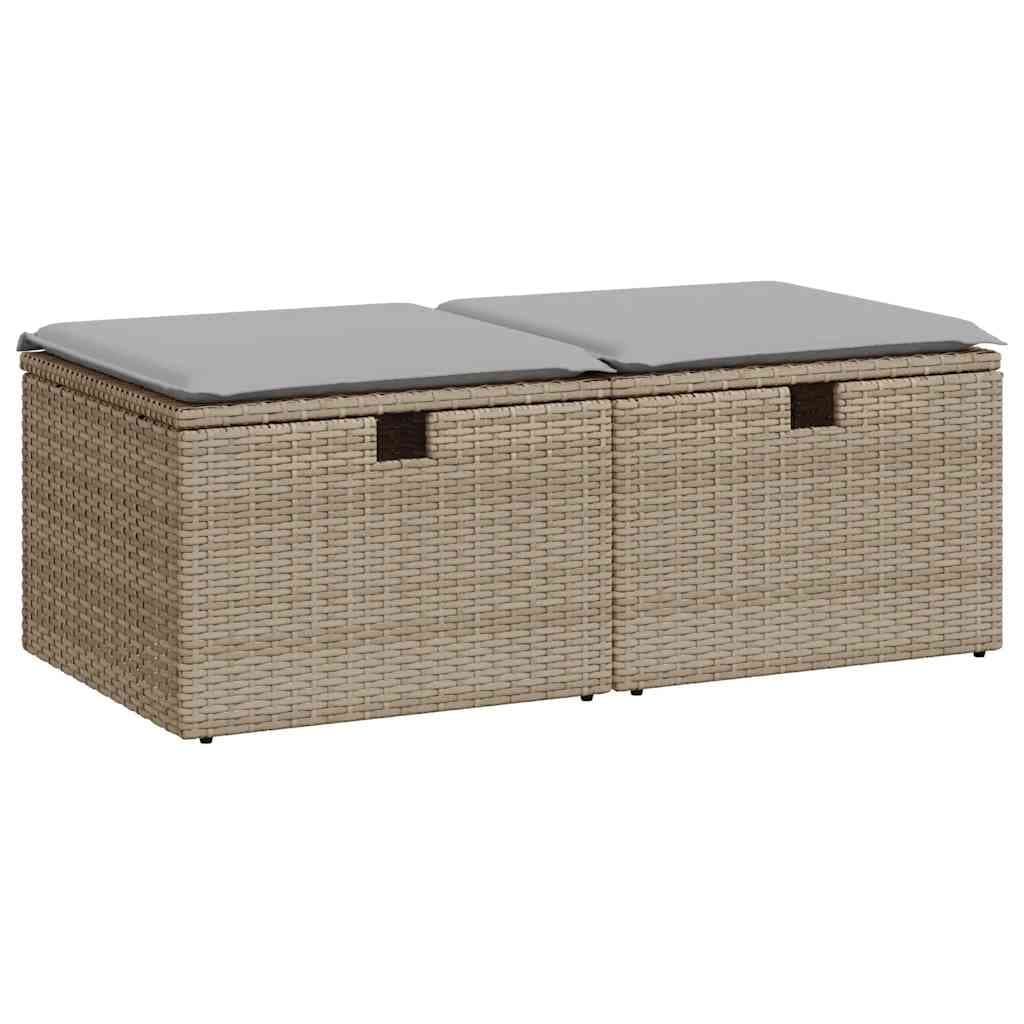 vidaXL 2 pcs conj. sofás p/ jardim c/ almofadões vime PE/acácia bege