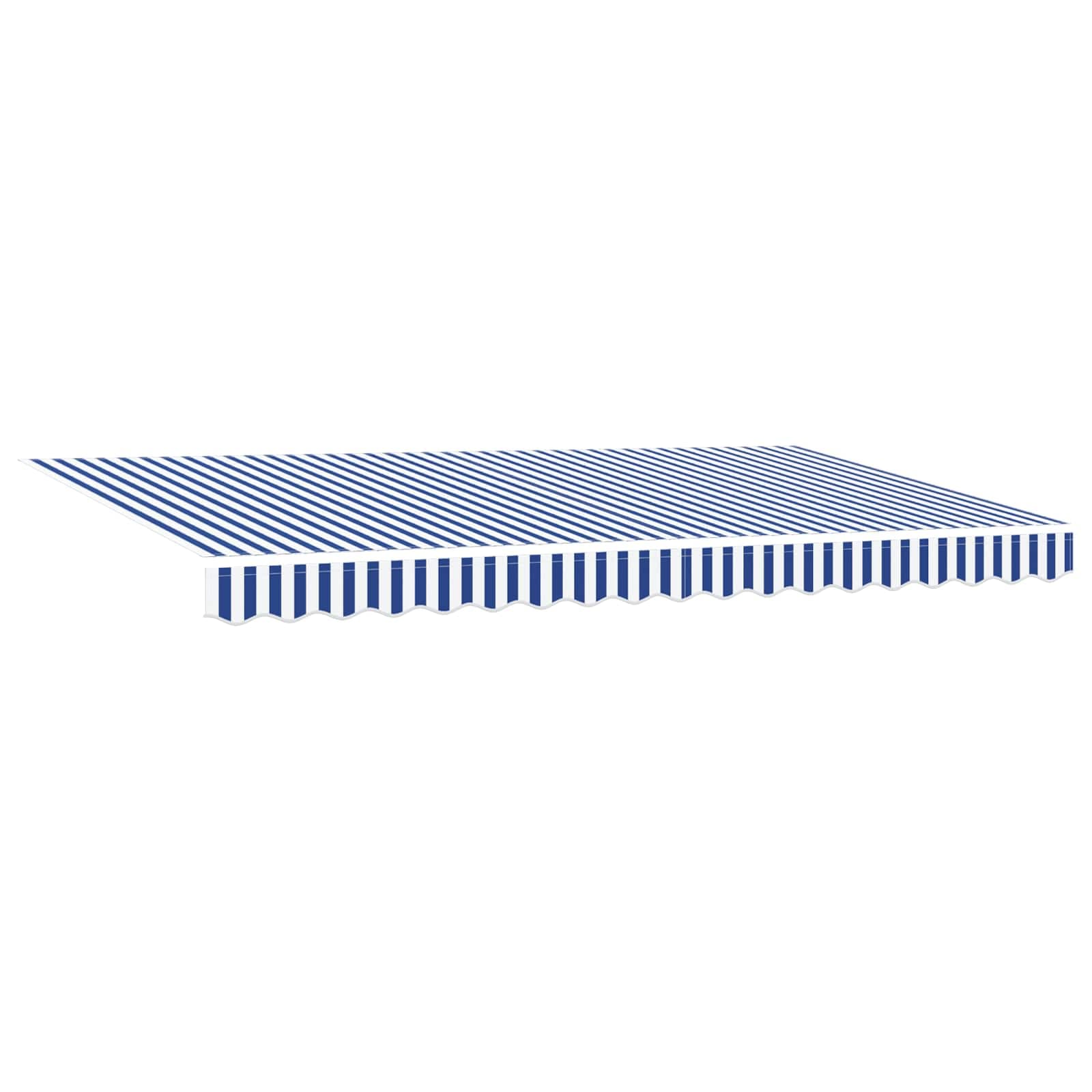 vidaXL Toldo Retrátil Riscas Manual Azul 350 x 200 cm tecido