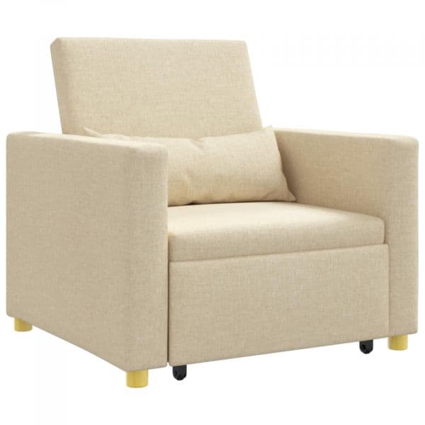 vidaXL Sofá-camas Retrátil Individual Creme 90 X 165 X 87 cm Tecido - 1900668219