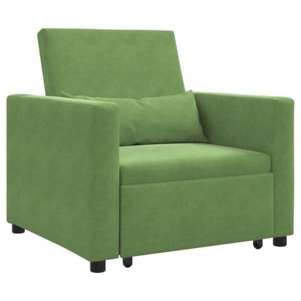 vidaXL Sofá-camas Conversível 3 em 1 Verde Claro Veludo - 3595437267