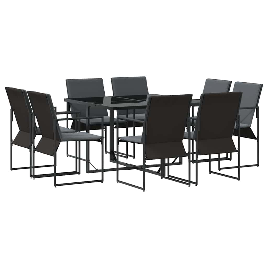 vidaXL Conjunto de Jantar para Jardim 9 pcs Preto Aço