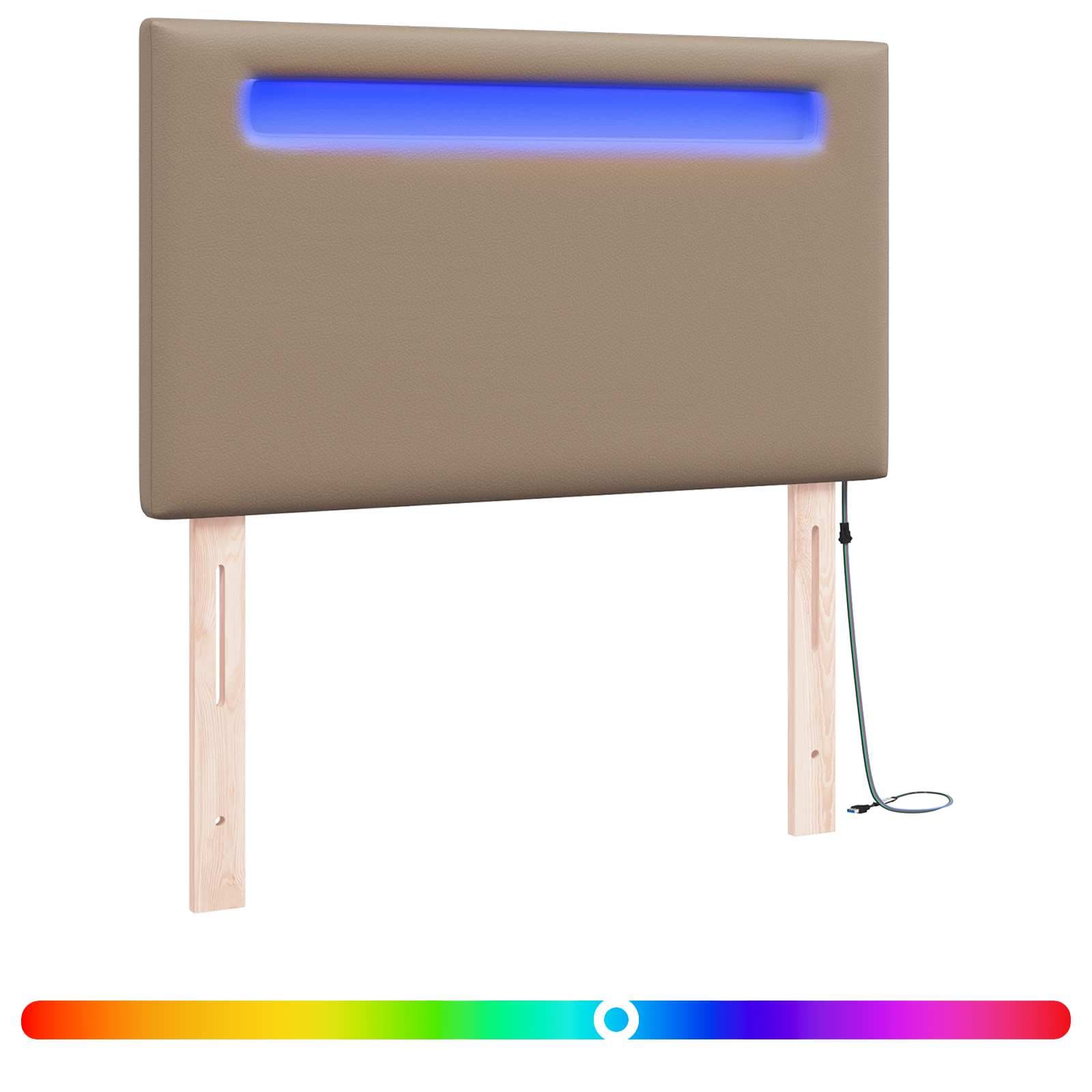 vidaXL Cabeceira LED Cappuccino 100 cm Couro Sintético
