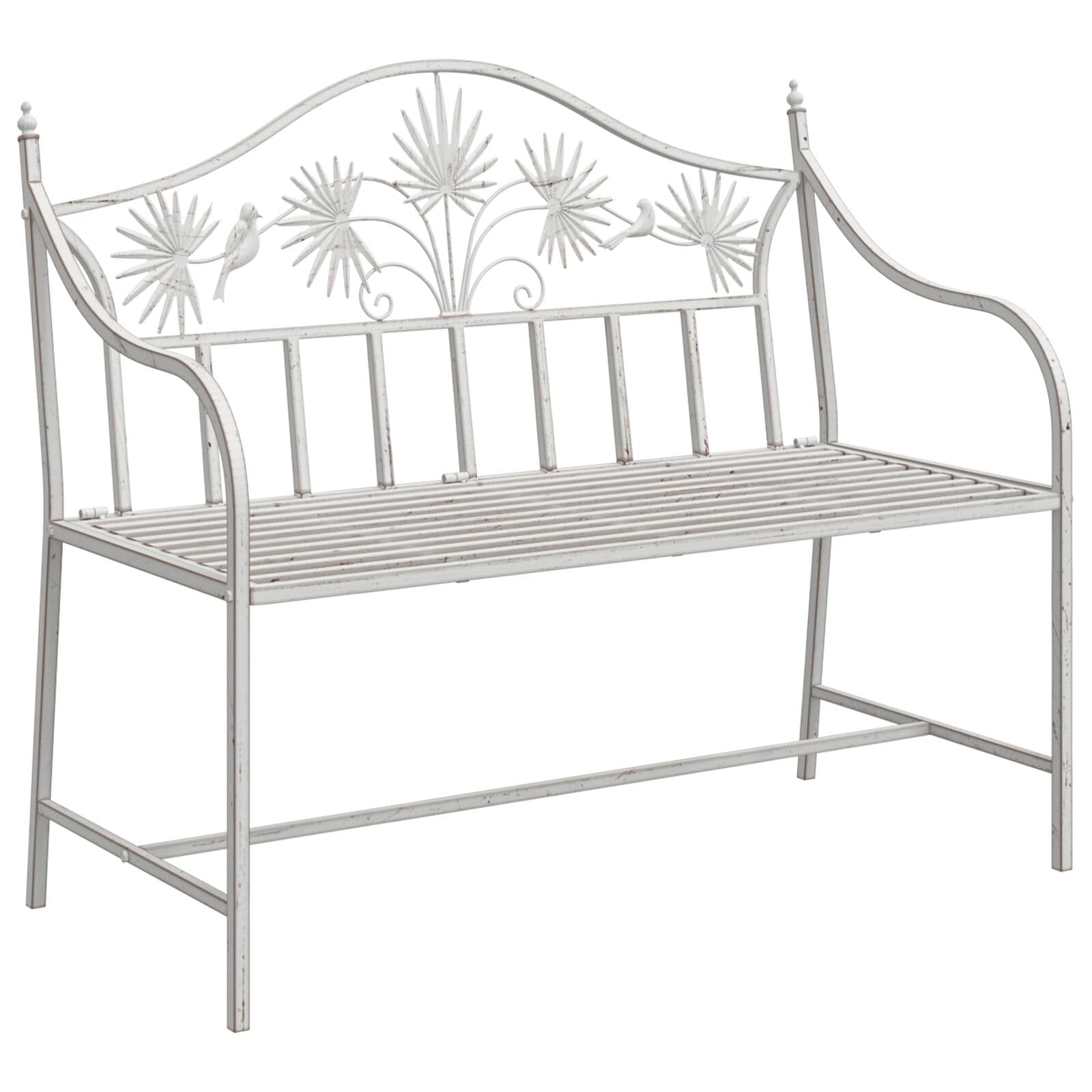 vidaXL Banco de jardim Branco Antigo 104 x 52,5 x 89 cm Aço