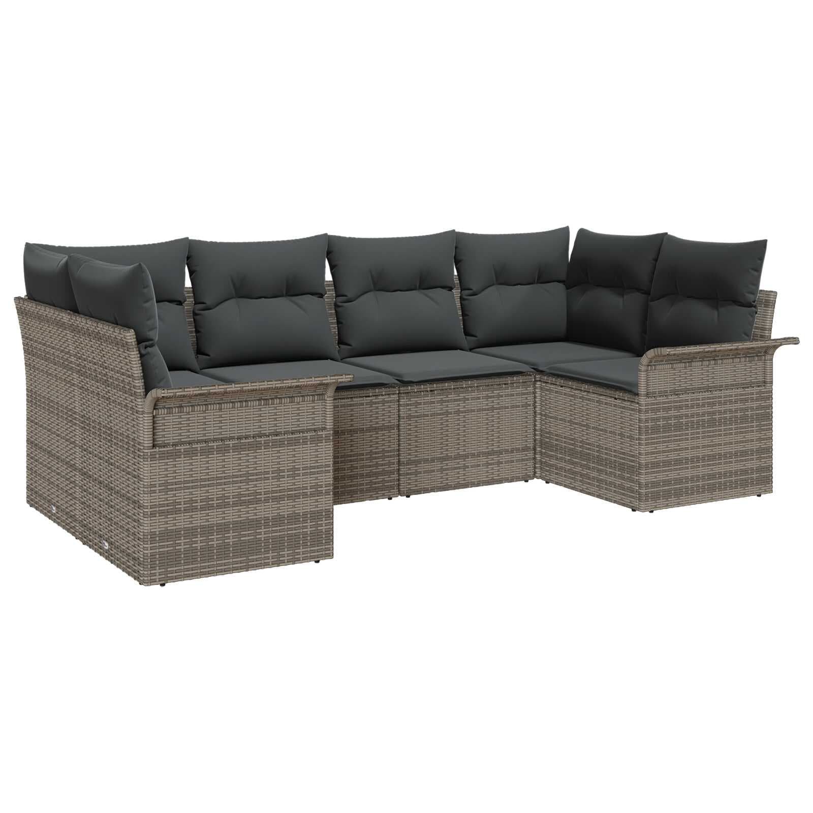 vidaXL Conjunto de Sofá de Jardim com Almofada 6 Peças Cinzeto Vime Pe - 3099204087