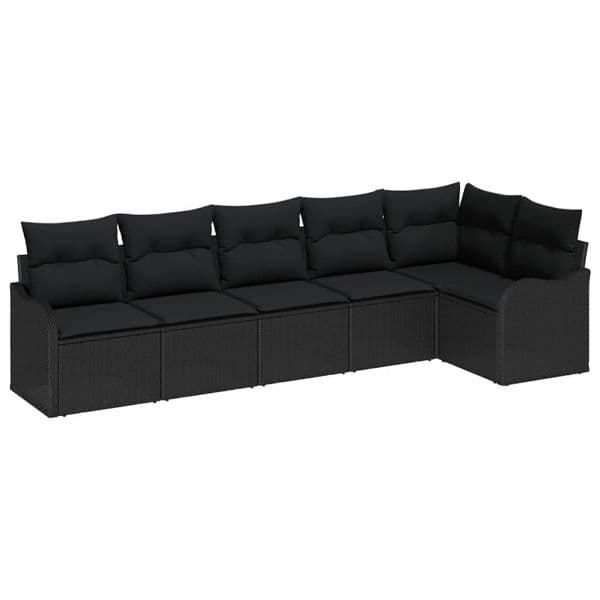 vidaXL Conjunto de Sofá de Jardim Preto Vime Pe - 3118307195