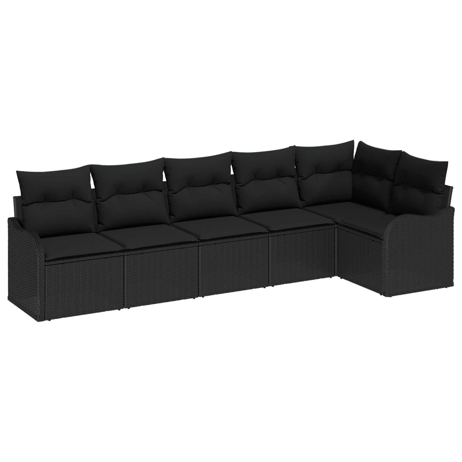 vidaXL Conjunto de Sofá de Jardim Preto Vime Pe - 3118307195