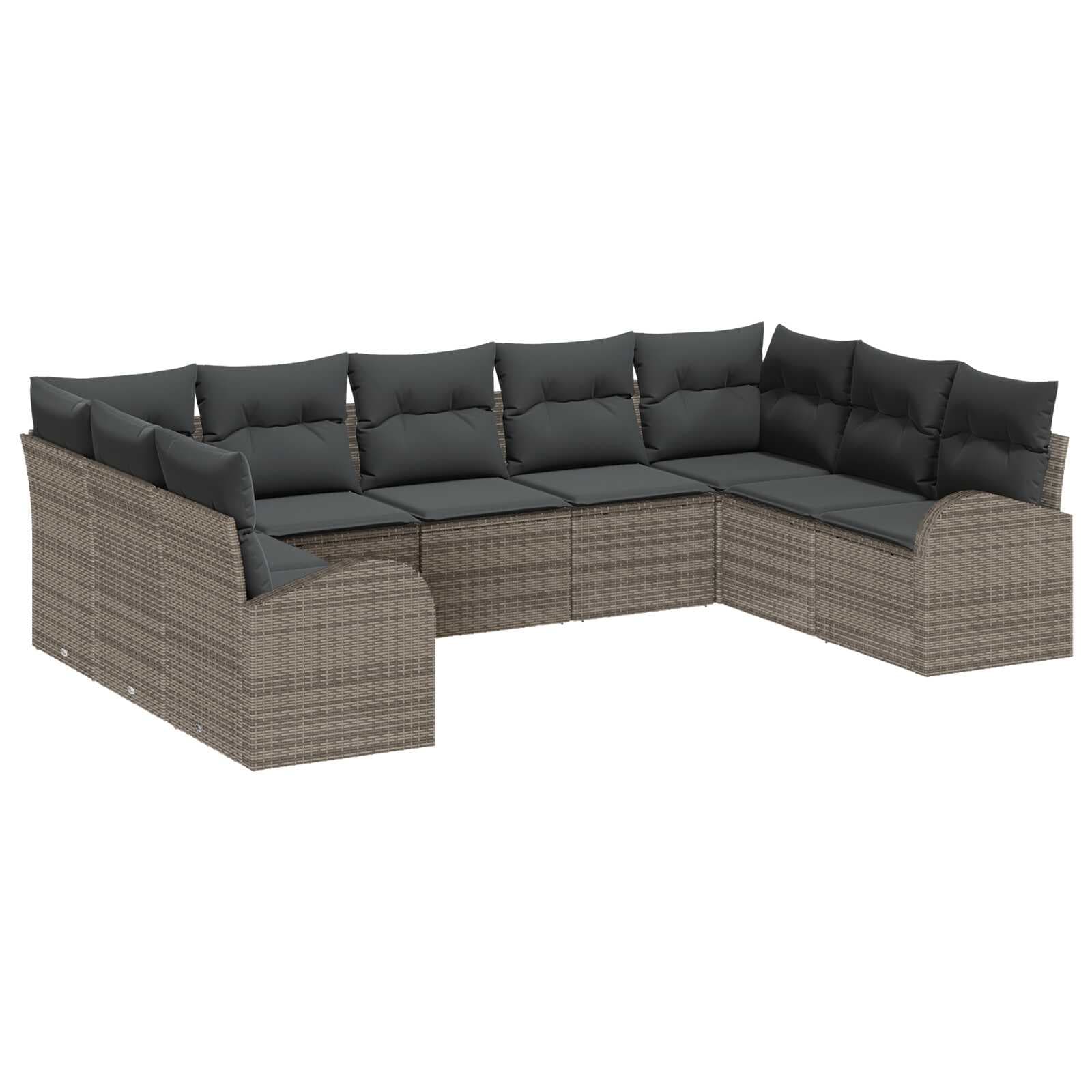 vidaXL Conjunto de Sofás 9 Peças Cinzeto Rattan de Polipropileno - 2898556146