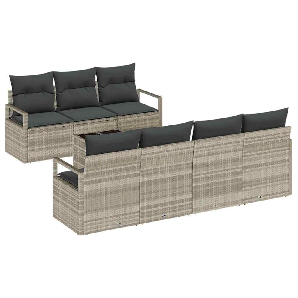 vidaXL Conjunto de Sofás com almofada 8 pcs Cinzento-claro vime PE