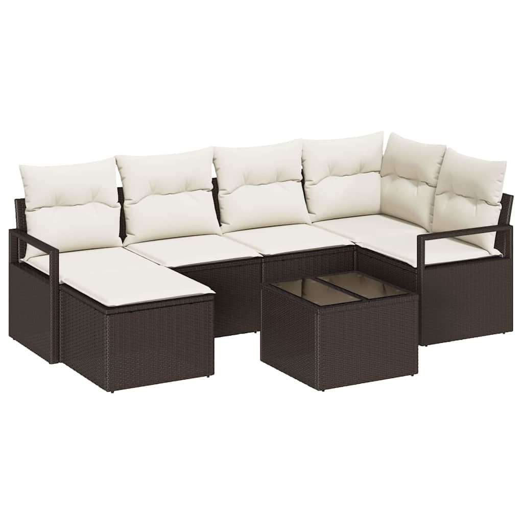 vidaXL Conjunto de Sofás 7 pcs Castanho vime PE