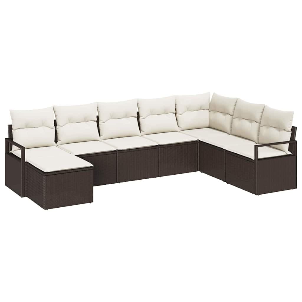 vidaXL Conjunto de Sofás com almofada 8 pcs Castanho vime PE