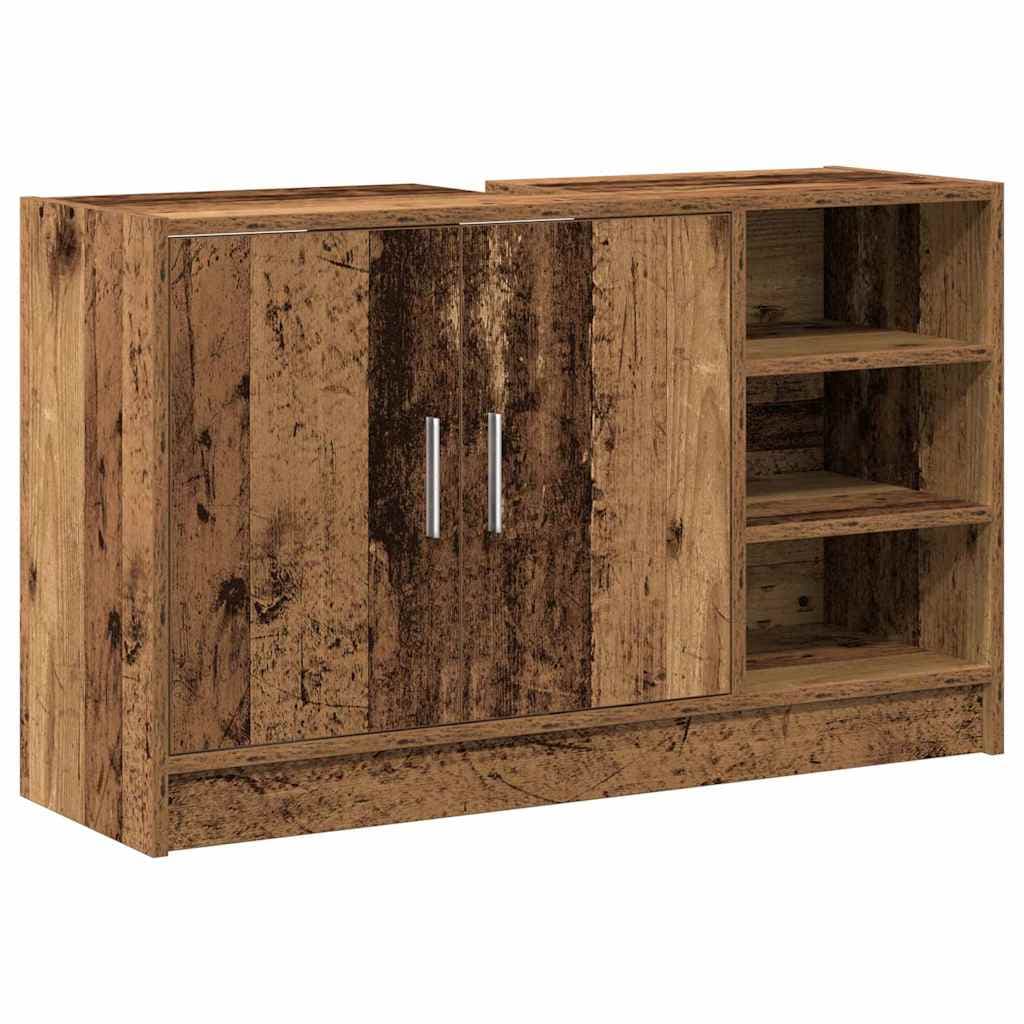 vidaXL Armário de Banheiro com porta Madeira Antiga 90 x 29 x 55 cm