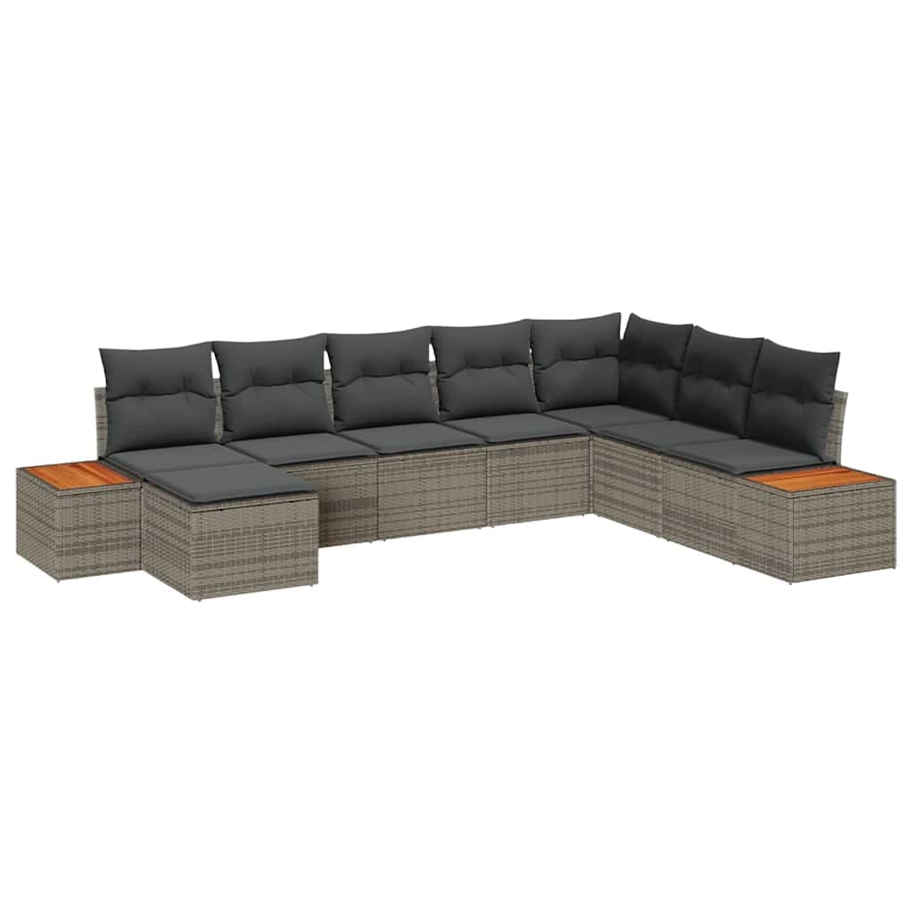 vidaXL Conjunto de Sofá de Jardim 8 pcs Cinzeto Rattan Sintético