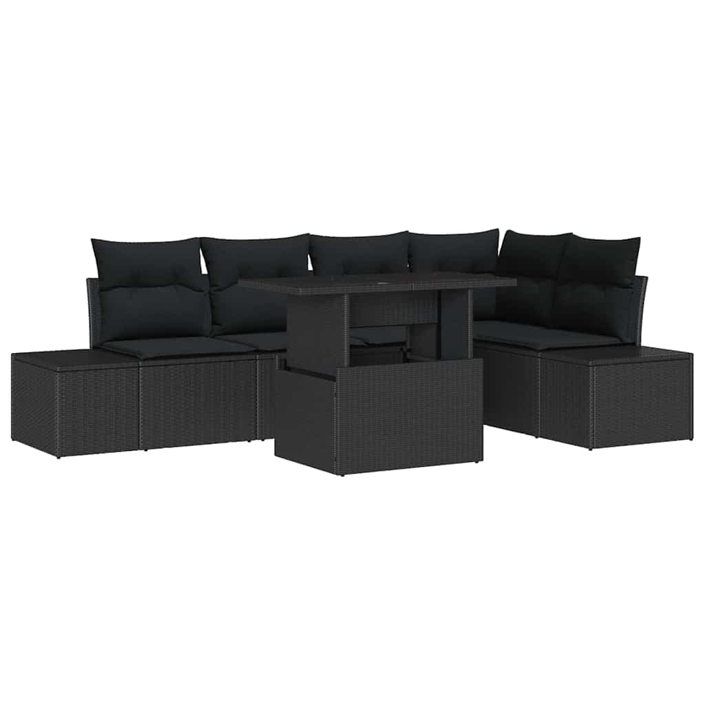 vidaXL Conjunto de Sofá de Jardim 6 pcs Preto Rattan Sintético