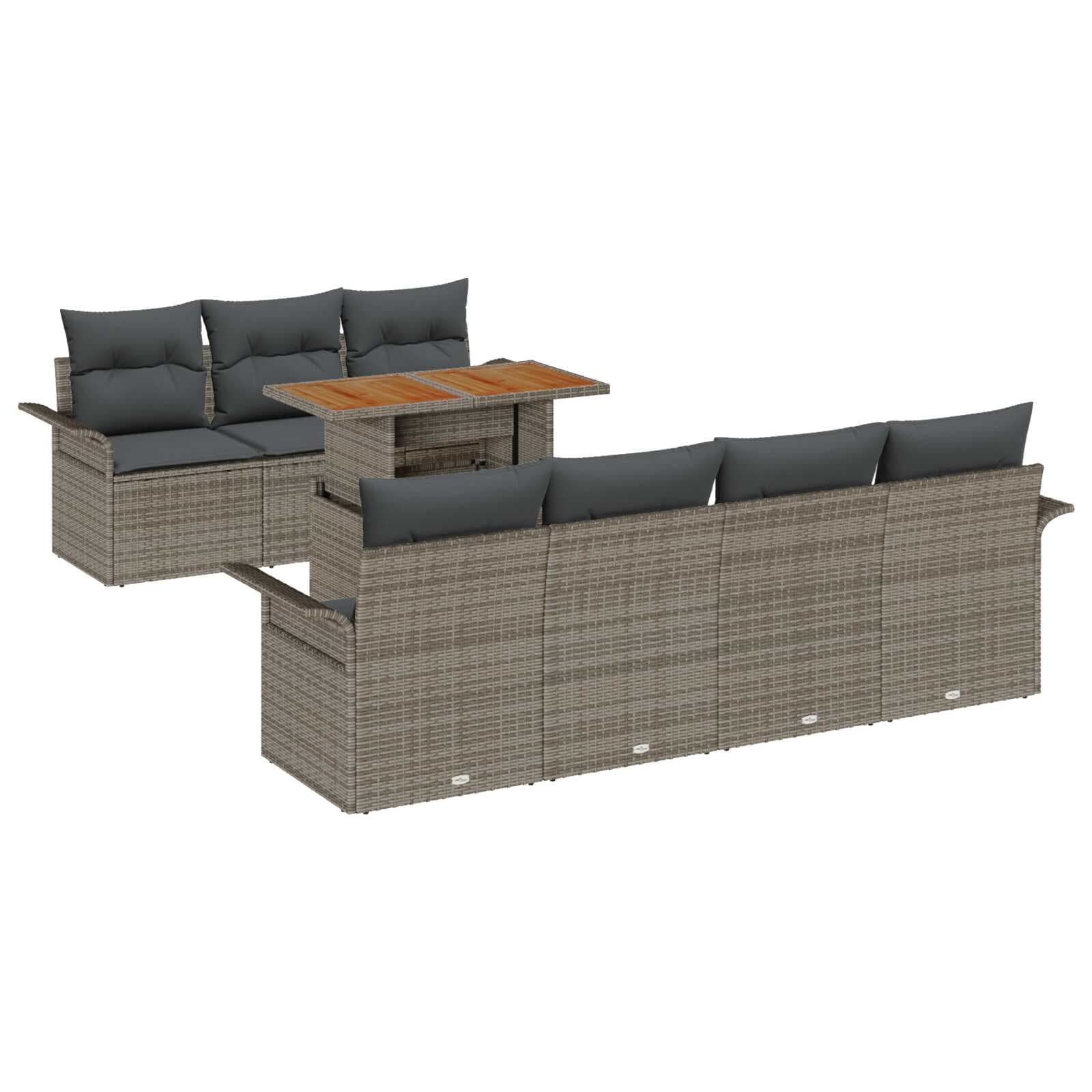 vidaXL Conjunto de Sofá de Jardim com almofada 8 pcs Cinzeto
