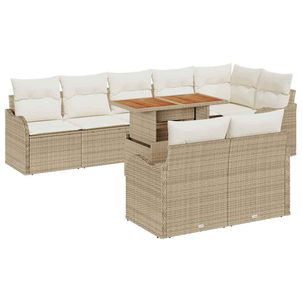 vidaXL Conjunto de Sofá de Jardim com almofada 9 pcs bege e creme