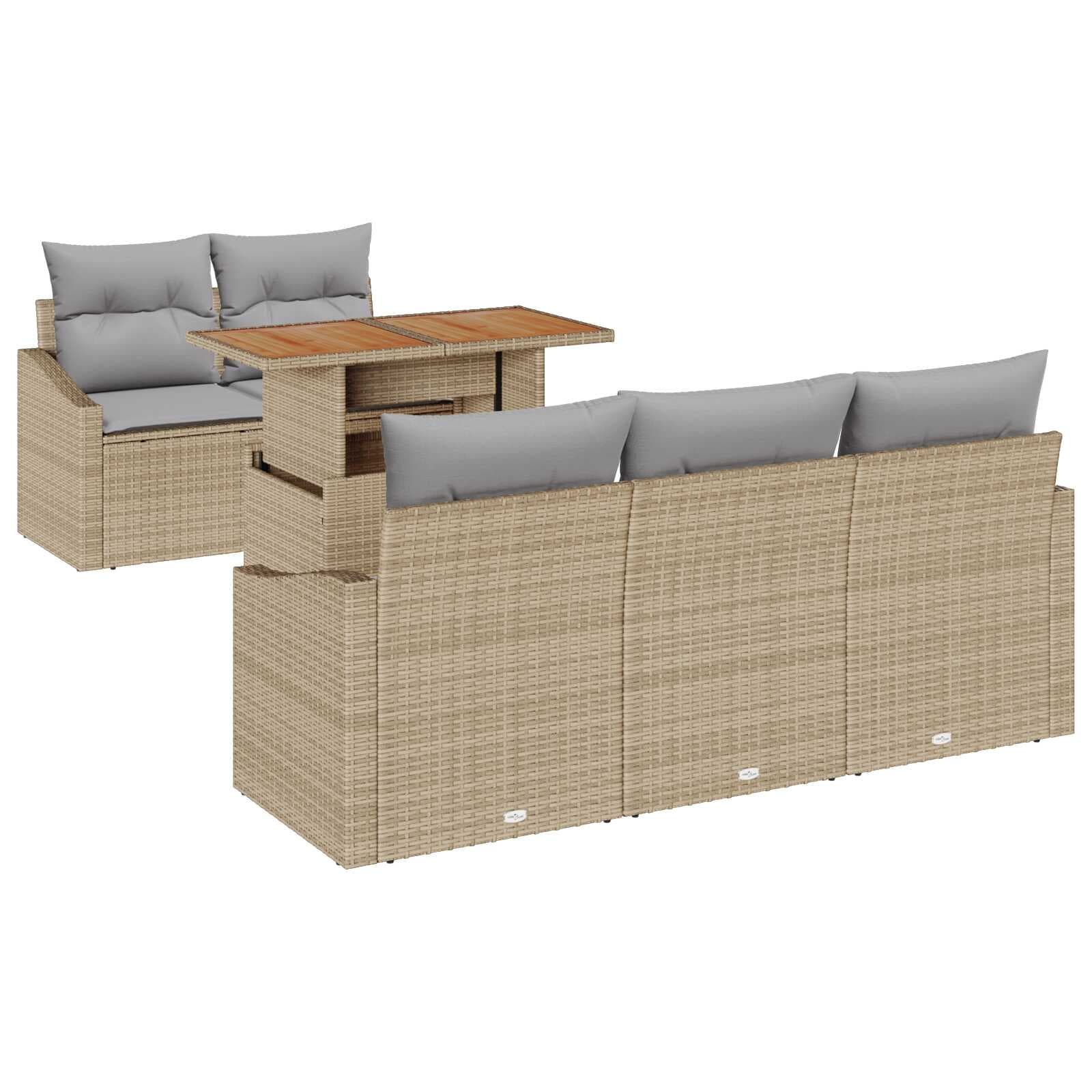 vidaXL Conjunto de Jantar para Jardim com almofada 6 pcs Bege e Cinza