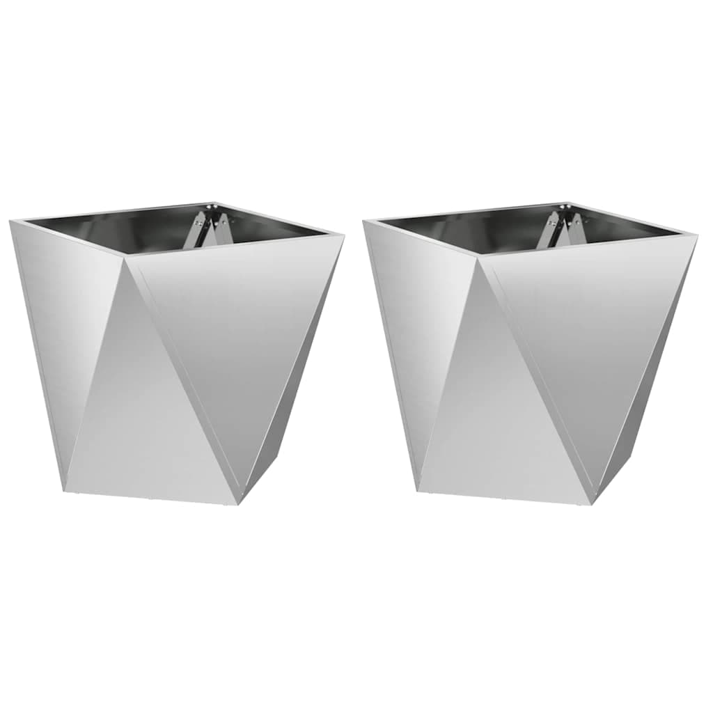 vidaXL Floreira 2 pcs Prateado 40 x 40 x 40 cm Aço Galvanizado