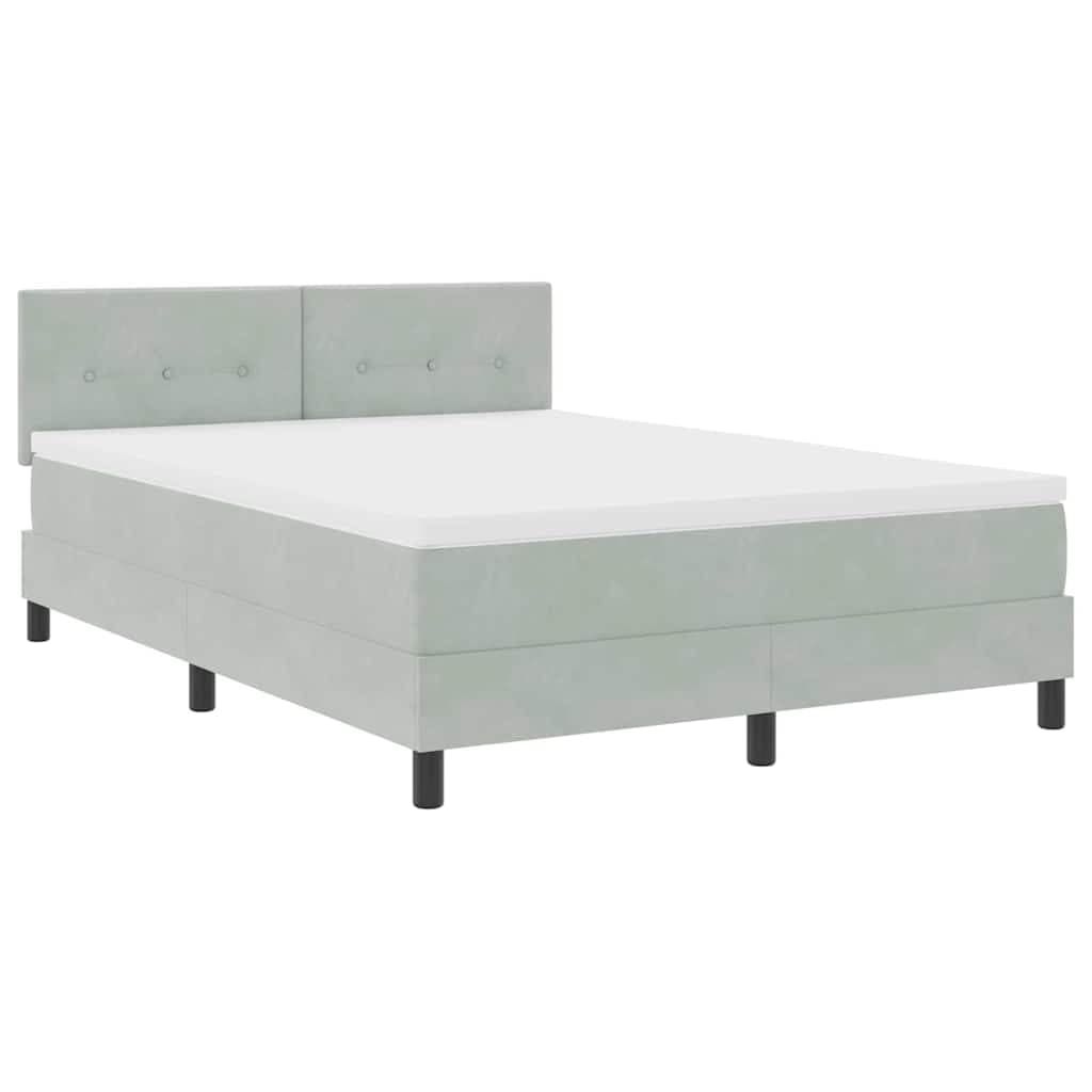 vidaXL Cama Box Spring LED com led Cinzento-claro 140 x 200 cm Veludo